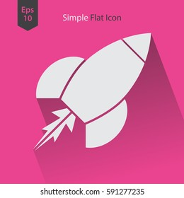 Rocket Flat Icon. Simple Sign Of Spaceship. Smart Symbol. Vector Illustration