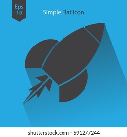 Rocket Flat Icon. Simple Sign Of Spaceship. Smart Symbol. Vector Illustration