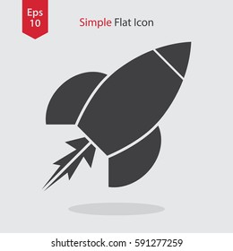 Rocket Flat Icon. Simple Sign Of Spaceship. Smart Symbol. Vector Illustration