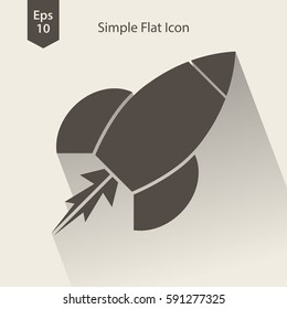 Rocket Flat Icon. Simple Sign Of Spaceship. Smart Symbol. Vector Illustration