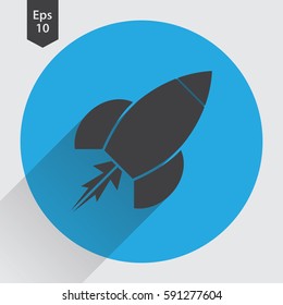 Rocket Flat Icon. Simple Sign Of Spaceship. Smart Symbol. Vector Illustration