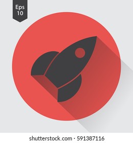 Rocket Flat Icon. Simple Sign Of Spaceship. Smart Symbol. Vector Illustration