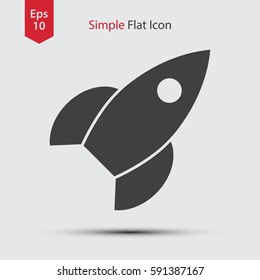 Rocket Flat Icon. Simple Sign Of Spaceship. Smart Symbol. Vector Illustration
