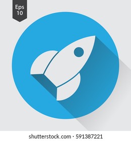 Rocket Flat Icon. Simple Sign Of Spaceship. Smart Symbol. Vector Illustration