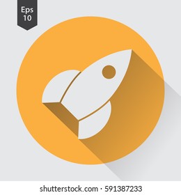Rocket Flat Icon. Simple Sign Of Spaceship. Smart Symbol. Vector Illustration