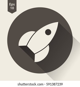 Rocket Flat Icon. Simple Sign Of Spaceship. Smart Symbol. Vector Illustration