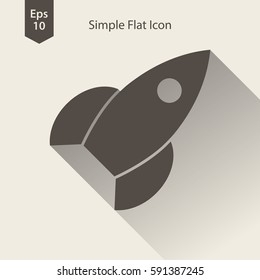 Rocket Flat Icon. Simple Sign Of Spaceship. Smart Symbol. Vector Illustration