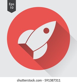 Rocket Flat Icon. Simple Sign Of Spaceship. Smart Symbol. Vector Illustration