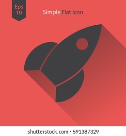 Rocket Flat Icon. Simple Sign Of Spaceship. Smart Symbol. Vector Illustration