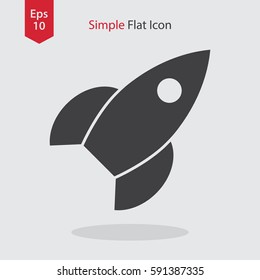 Rocket Flat Icon. Simple Sign Of Spaceship. Smart Symbol. Vector Illustration