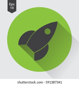 Rocket Flat Icon. Simple Sign Of Spaceship. Smart Symbol. Vector Illustration