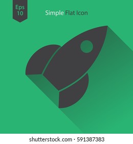 Rocket Flat Icon. Simple Sign Of Spaceship. Smart Symbol. Vector Illustration