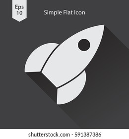 Rocket Flat Icon. Simple Sign Of Spaceship. Smart Symbol. Vector Illustration