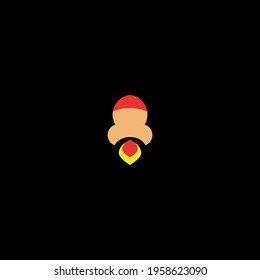 Rocket flat icon. Simple style fast speed symbol. Logo design element. T-shirt printing. Vector for sticker.