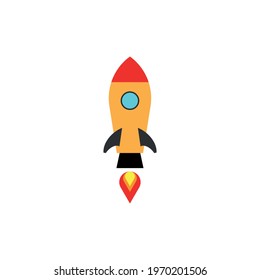 Rocket flat icon. Simple style space travel poster background symbol. Logo design element. T-shirt printing. Vector for sticker.