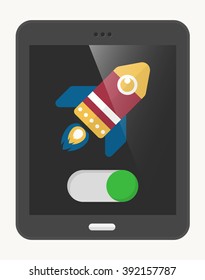 Rocket flat icon with Tablet,eps10,