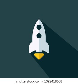 Rocket flat icon - vector illustration