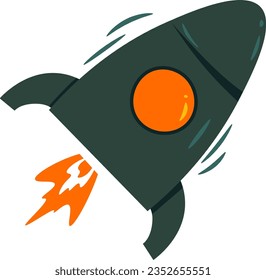 rocket flat illustration, full color icon