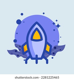 Rocket flat illustration. Space ship signs vector illustration.