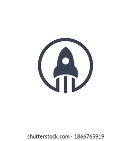 Rocket Flat Logo Design on a White Background. Blue Rocket for Company Logo