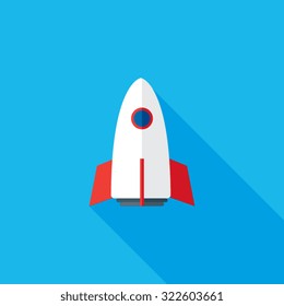 Rocket Flat Long Shadow Icon