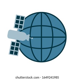 Rocket flat style icon of Space futuristic cosmos outside universe astronomy adventure and exploration theme Vector illustration