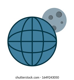 Rocket flat style icon of Space futuristic cosmos outside universe astronomy adventure and exploration theme Vector illustration