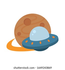 Rocket flat style icon of Space futuristic cosmos outside universe astronomy adventure and exploration theme Vector illustration