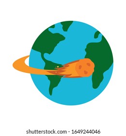 Rocket flat style icon of Space futuristic cosmos outside universe astronomy adventure and exploration theme Vector illustration