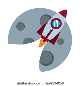 Rocket flat style icon of Space futuristic cosmos outside universe astronomy adventure and exploration theme Vector illustration