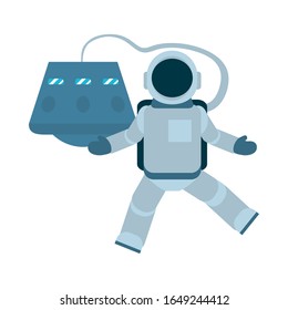 Rocket flat style icon of Space futuristic cosmos outside universe astronomy adventure and exploration theme Vector illustration