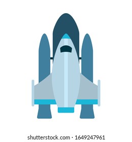 Rocket flat style icon of Space futuristic cosmos outside universe astronomy adventure and exploration theme Vector illustration