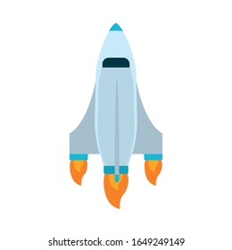 Rocket flat style icon of Space futuristic cosmos outside universe astronomy adventure and exploration theme Vector illustration