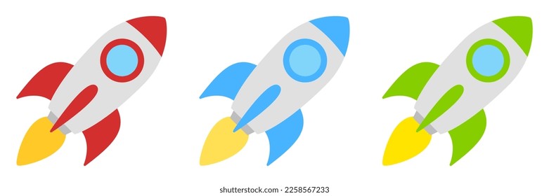 Rocket in flat style isolated