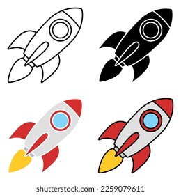 Rocket in flat style isolated