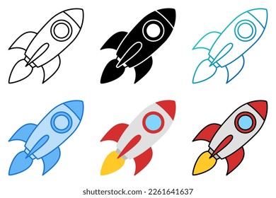 Rocket in flat style isolated