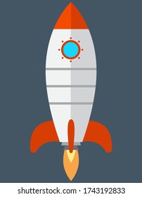 Rocket in flat style. Spaceship take off.