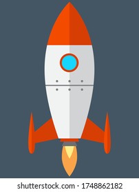 Rocket in flat style. Spaceship take off.
