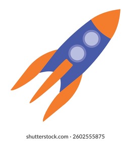 Rocket in flat style. vector illustration of colorful Rocket icon, eps 10. Hand drawn.