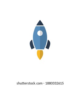 Rocket flat vector icon isolated on white background