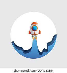 Rocket flaying icon. Vector illustration