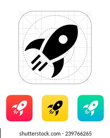 Rocket flies icon on white background. Vector illustration.