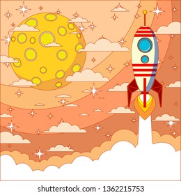 rocket flies into space