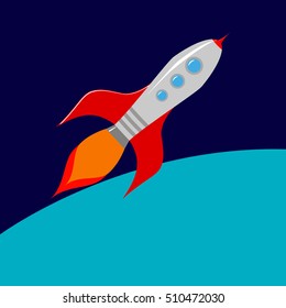 rocket flies into space