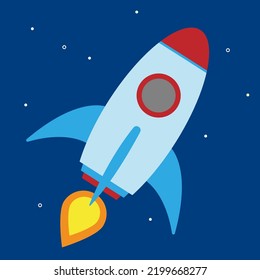 Rocket flies up, illustration, vector