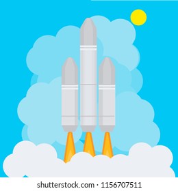 the rocket flies up. Vector