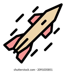 Rocket flight icon. Outline rocket flight vector icon color flat isolated
