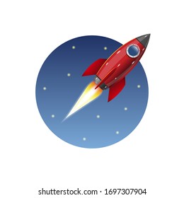 Rocket flight. Space. Graphic template. Vector illustration