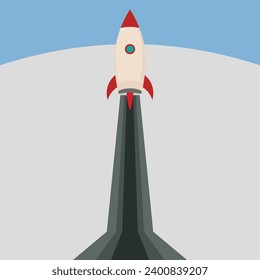 Rocket flight vector illustration. With copy space