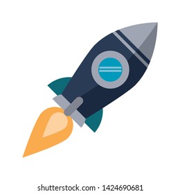 Rocket fliying space exploration isolated vector illustration graphic design